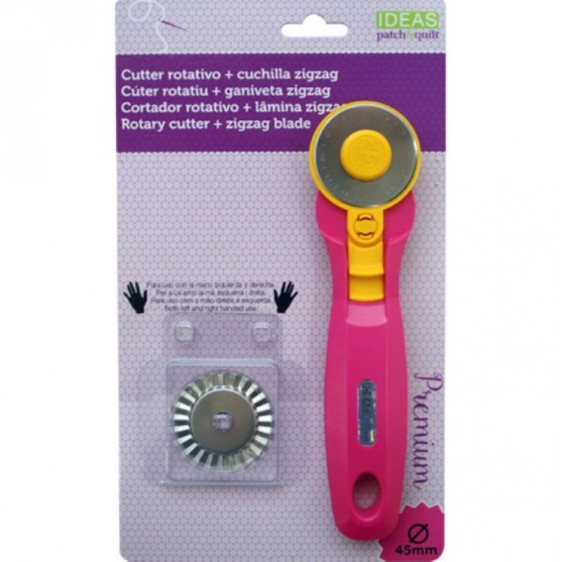 Cortador Rotativo 45mm Fuschia + Lâmina Zigzag - Ideas