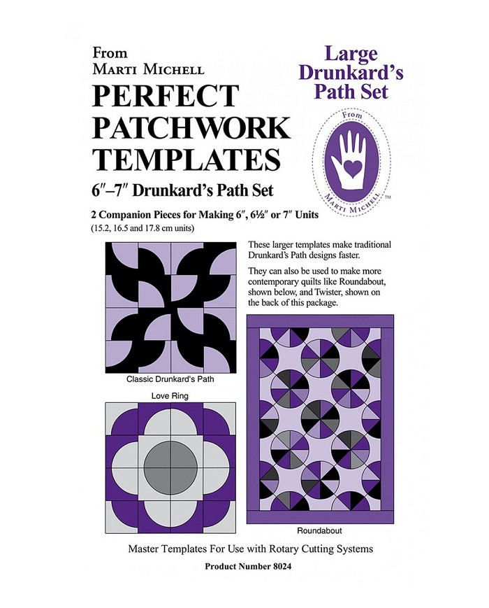 Patchwork Template Drunkard Path Set 6"-7" Marti Michell