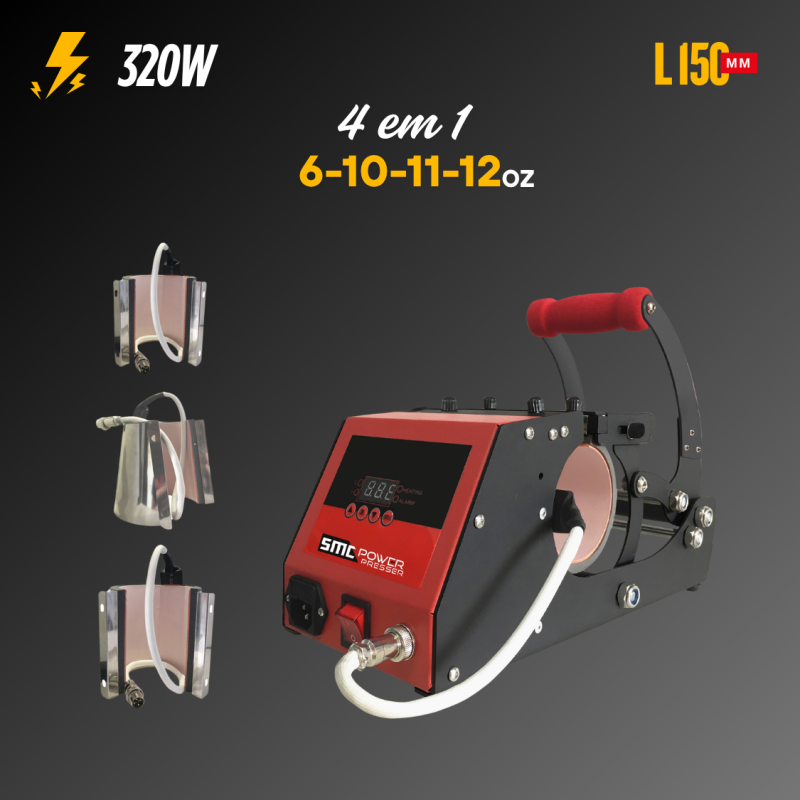 Prensa manual p/Canecas 4 em 1 SMC POWER PRESSER 6-10-11-12OZ Horizontal