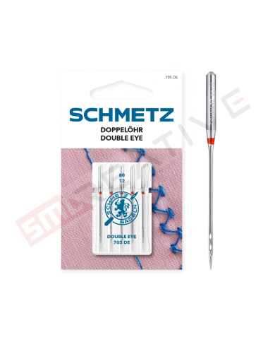 Agulha Máquina de Costura Doméstica Double Eye Nº80 - Schmetz