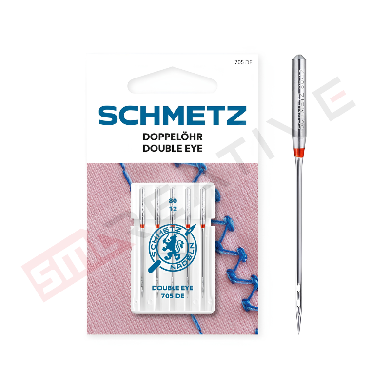 Agulha Máquina de Costura Doméstica Double Eye Nº80 - Schmetz