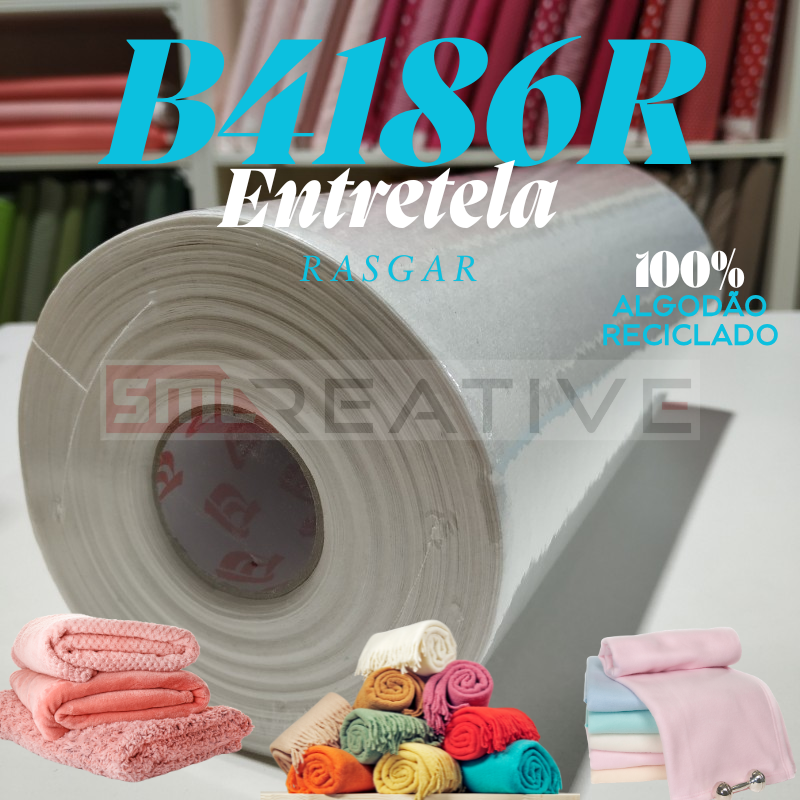 Rolo de Entretela Rasgar 100% Algodão Reciclado 25Mx30CM - Branco