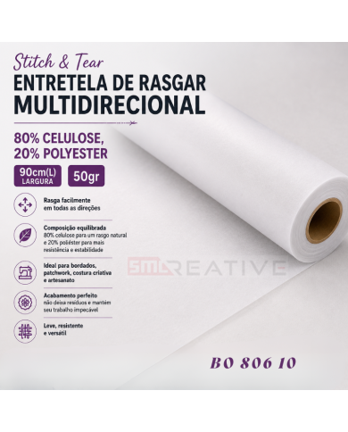Stitch & Tear - Entretela de Rasgar Multidirecional 80% Celulose , 20% Polyester -90cm(L) 50gr