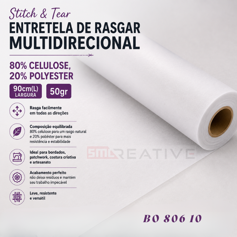Stitch & Tear - Entretela de Rasgar Multidirecional 80% Celulose , 20% Polyester -90cm(L) 50gr