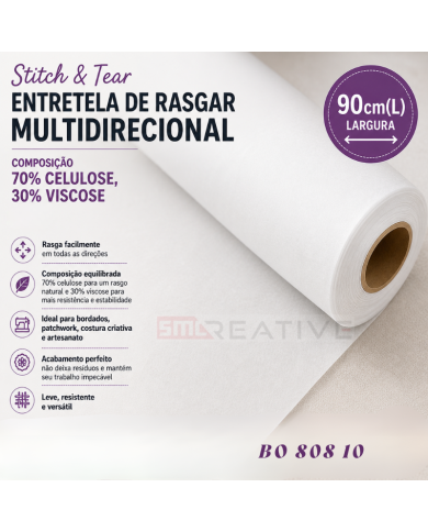 Stitch & Tear - Entretela de Rasgar Multidirecional 70% Celulose , 30% Viscose - 90cm(L)