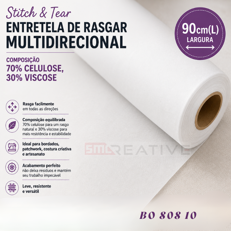 Stitch & Tear - Entretela de Rasgar Multidirecional 70% Celulose , 30% Viscose - 90cm(L)