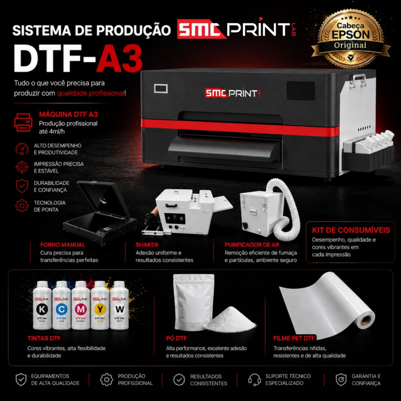 Sistema de Produção DTF-A3 SMC Print Lab