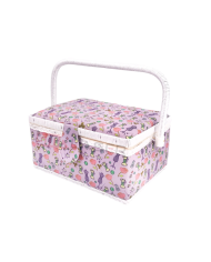 Caixa de Costura Retangular floral azul 19x13x10cm