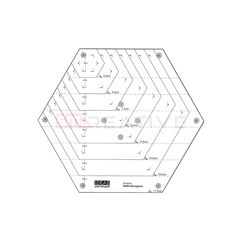 Régua multi hexagono 2cm-17,5cm - IDEAS