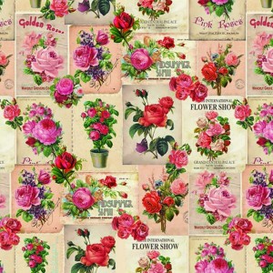 Tecido Canvas - Vintage Flowers