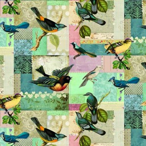 Tecido Canvas - Vintage Birds