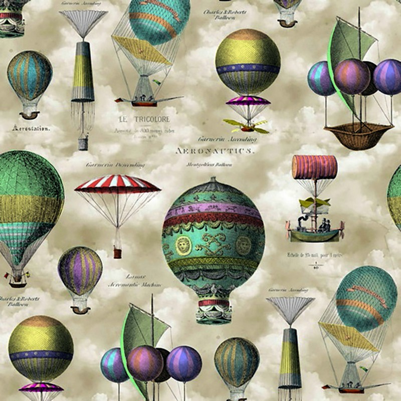 Tecido Canvas - Vintage Balloons