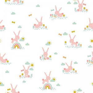 Tecido Cute Rabbit - Branco 1.40M(L)