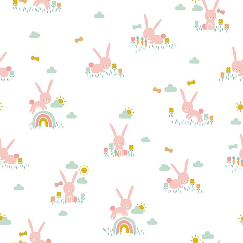 Tecido Cute Rabbit - Branco 1.40M(L)
