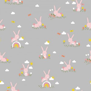 Tecido Cute Rabbit - Cinza 1.40M(L)