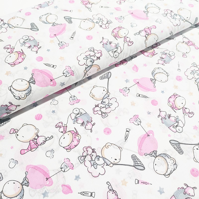 Tecido - Percal Estampado Rosa 1.50M(L)
