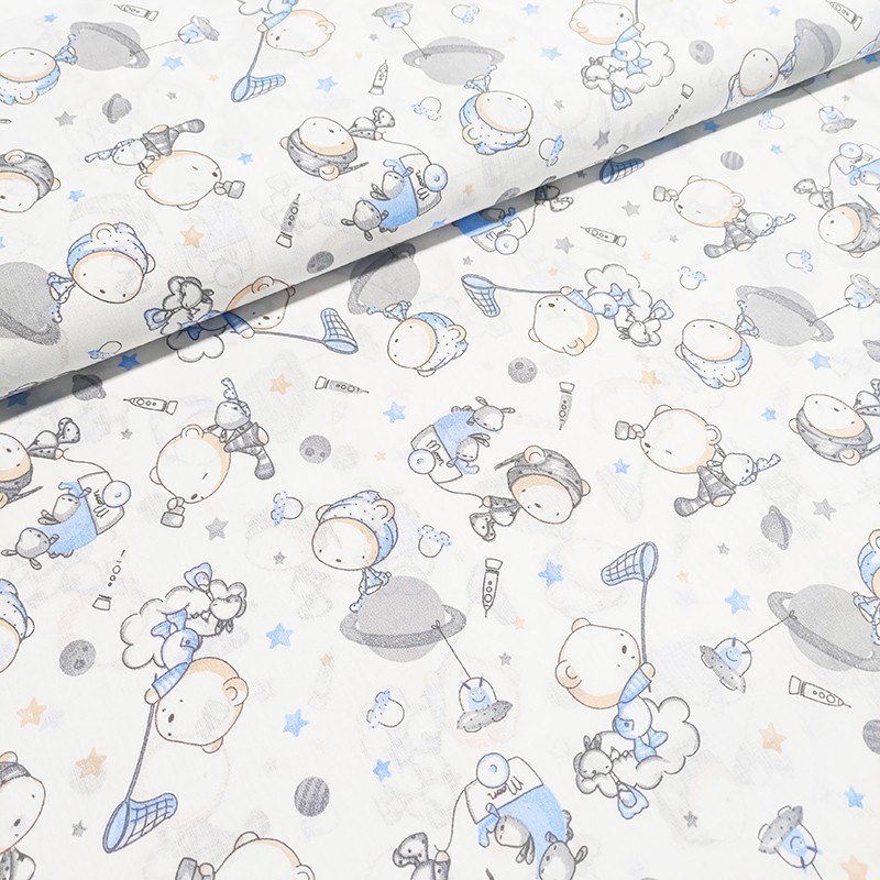 Tecido - Percal Estampado Azul 1.50M(L)